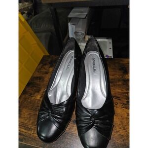 Marabella Black Faux Leather Knot Front Low Heel Pumps Womens Size 8M